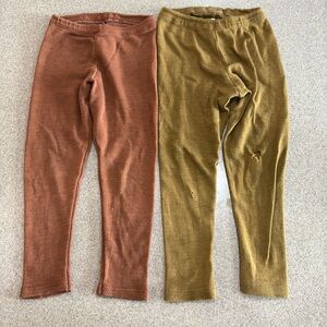 Siskin virgin wool & silk leggings (dusty rose & mustard yellow) 3-4 years